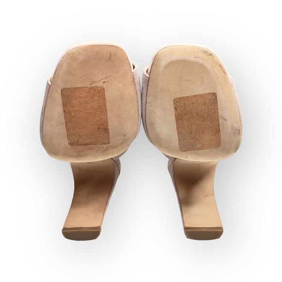 Halston Heritage ⌘ T Strap Ankle Strap Heeled Open Toe Sandals ⌘ Pink Suede ⌘ 9M - Picture 15 of 16